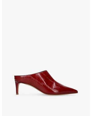 Le Monde Beryl Lou Mid-Heel Leather Mules - Red