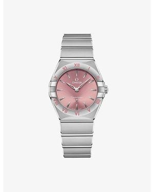 Omega Constellation Stainless-Steel Quartz Watch 28Mm - Pink