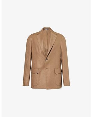 Corneliani Single-Breasted Formal Linen Jacket - Natural