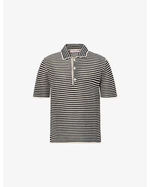 Orlebar Brown Lowry Striped Cotton Polo Shirt - Grey