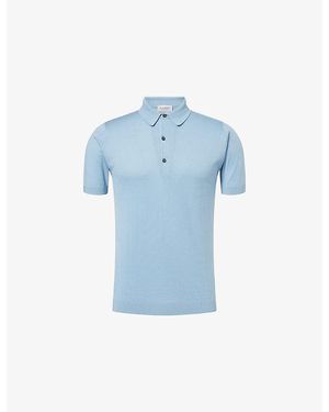 John Smedley Adrian Sea Island Cotton Polo Shirt - Blue