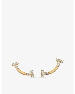 Tiffany & Co. Tiffany T Smile Mini 18Ct- And 0.07Ct Diamond Earrings - Metallic