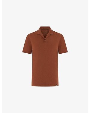 BOGGI Camp-Collar Regular-Fit Lyocell-Blend Polo Shirt - Brown
