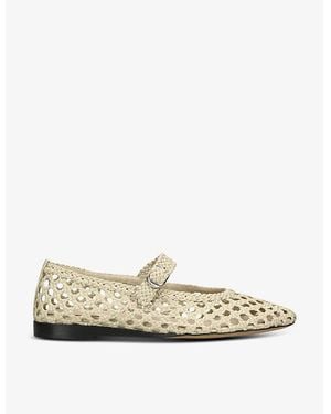 Le Monde Beryl Mary Jane Woven Leather Court Shoes - White