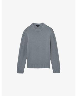 Reiss Beech Knitted Wool-Blend Jumper - Blue