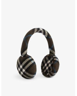 Burberry Check-Pattern Wool Earmuffs - Black