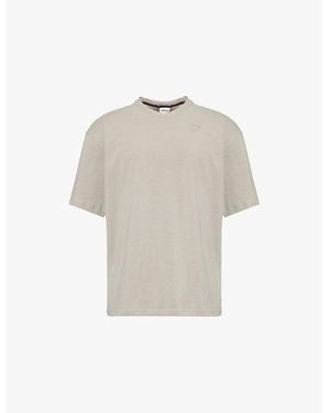 GYMSHARK Power Brand-Print Stretch-Cotton T-Shirt - White