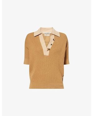 JW Anderson Short-Sleeve Polo Knit Top - Natural