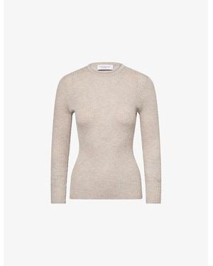 Gabriela Hearst Ribbed Long-Sleeves Cashmere And Silk Top - Natural