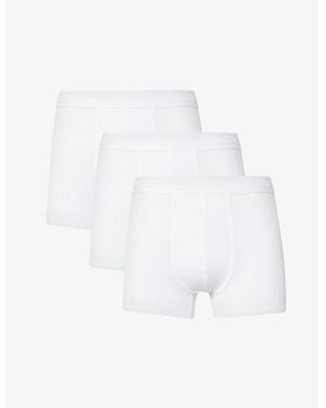 CHE Elasticated-Waistband Pack Of Three Stretch-Woven Trunks - White