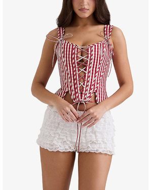 House Of Cb Kikki Stretch-Cotton Corset Top in White | Lyst