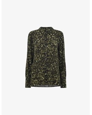 Whistles Animal-Print Regular-Fit Woven Shirt - Green
