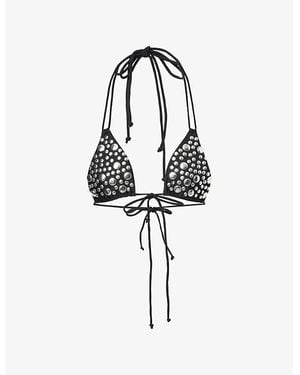 Jaded London Silvra Studded Bikini Top - White