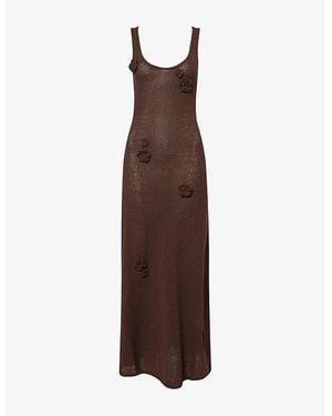 4th & Reckless Gigi Embellished Knitted Maxi Dress - Brown