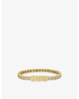 Lisa Gozlan I Love You Pavé 18Ct-Plated Brass And Cubic Zirconia Bracelet - Metallic
