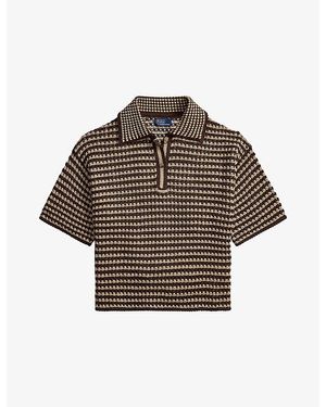 Polo Ralph Lauren Striped Short-Sleeved Cotton-Knit Polo Shirt - Brown
