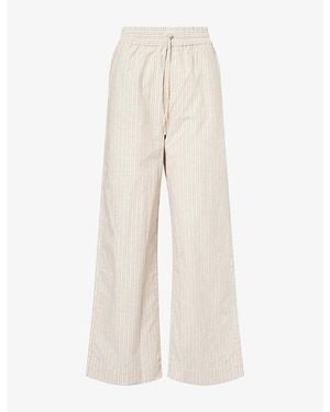 Kayanee Relaxed-Fit Straight-Leg Cotton-Blend Trousers - Natural