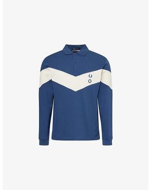 Fred Perry X Craig Contrast-Panel Long-Sleeves Cotton-Piqué Polo Shirt - Blue