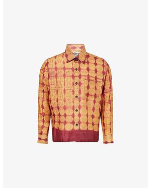 Kartik Research Shibori Patterned Long-Sleeve Silk Shirt - Orange