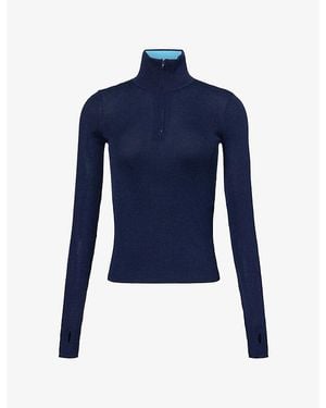 Frankie Shop Sade Zipped Wool-Blend Jumper - Blue