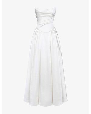House Of Cb Jelena Strapless Satin Bridal Gown - White