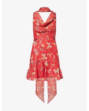 Never Fully Dressed Astra Sophie Printed Woven Mini Dress - Red