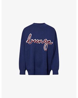 Lounge Underwear Brand-Intarsia Relaxed-Fit Knitted Jumper - Blue