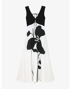 Reiss Cecile Floral-Print Woven Maxi Dress - White