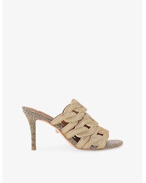 Kurt Geiger Crystal Chain Woven Heeled Mules - Metallic