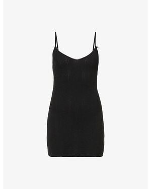 Cou Cou Intimates French-Lace Sleeveless Cotton Mini Dress - Black
