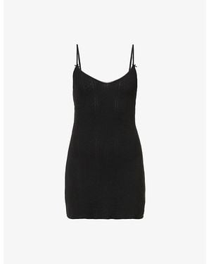 Cou Cou Intimates French-Lace Sleeveless Cotton Mini Dress - Black