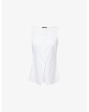 Theory Btnk Cutaway Linen-Blend Top - White