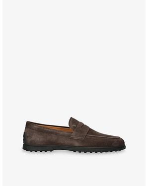 Tod's Mocassino Gomma Suede Loafers - Brown