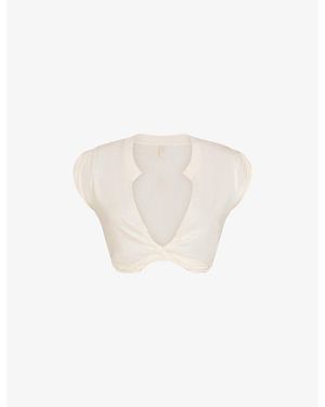 Skims Cover-Ups Plunge Twist Cotton-Jersey Top - White