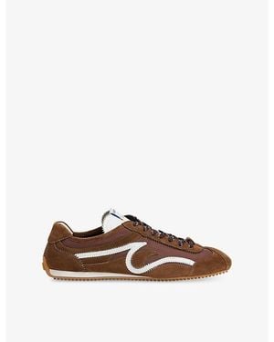 Sandro Two-Tone Suede Trainers - Brown