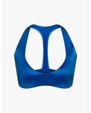 NikeSKIMS Satin Shine Plunge Sports Bra - Blue
