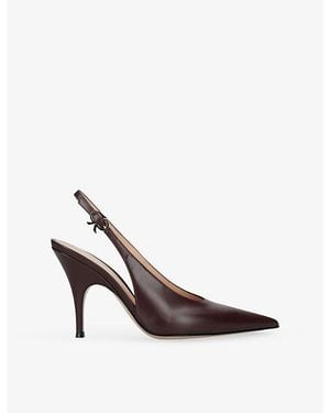 Gianvito Rossi Sofia Sling 95 Leather Courts - Brown