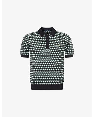 Fred Perry Geometric-Knit Short-Sleeve Knitted Polo Shirt - Multicolour
