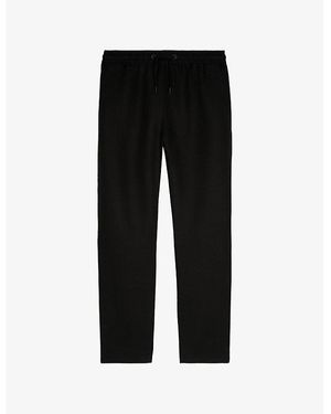 The Kooples Drawstring-Waist Regular-Fit Linen-Blend Trousers - Black