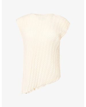 Issey Miyake Unfurling Pleats Asymmetric Knitted Top - White