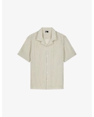The Kooples Striped Short-Sleeved Lyocell Shirt - White
