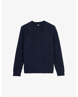 The Kooples Brand-Appliqué Oversized-Fit Stretch Mohair-Blend Jumper - Blue