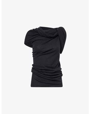 Rick Owens Twist Asymmetric Stretch-Woven Top - Black