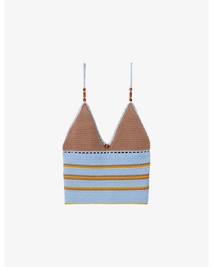 Claudie Pierlot Multicolour V-Neck Crochet Top - Blue