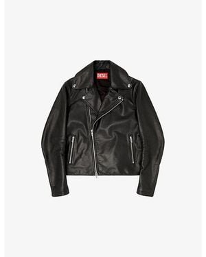 DIESEL L-Eo-Wrd Waxed Leather Jacket - Black