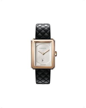 CHANEL H6588 Boy·Friend Medium 18Ct- And Quilted-Leather Quartz Watch - White