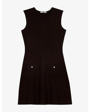 Maje Detachable-Jumper Long-Sleeve Knitted Mini Dress - Black