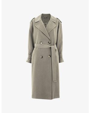 Whistles Riley Double-Breasted Woven Trench Coat - Grey