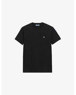 Prada Logo Plaque Short Sleeved T-Shirt - Black
