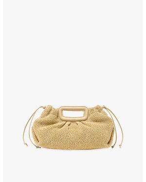 Maje Mipli Bouclé-Effect Woven Clutch Bag - Natural